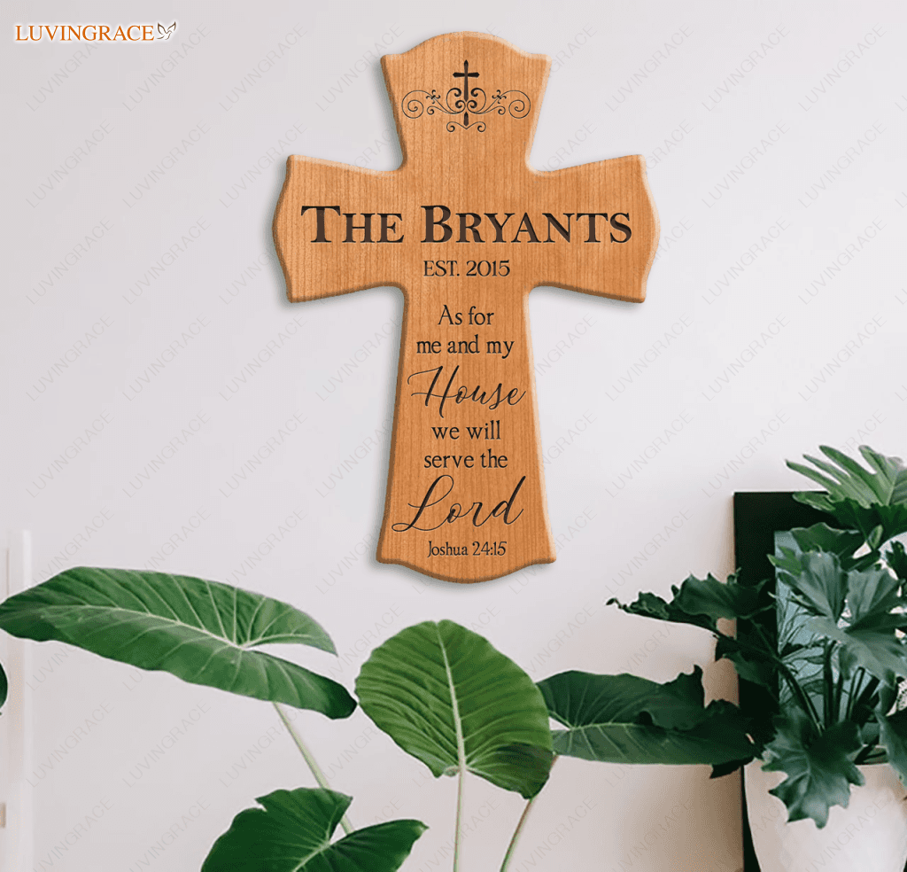 Personalized Hanging Cross As For Us Wood Sign