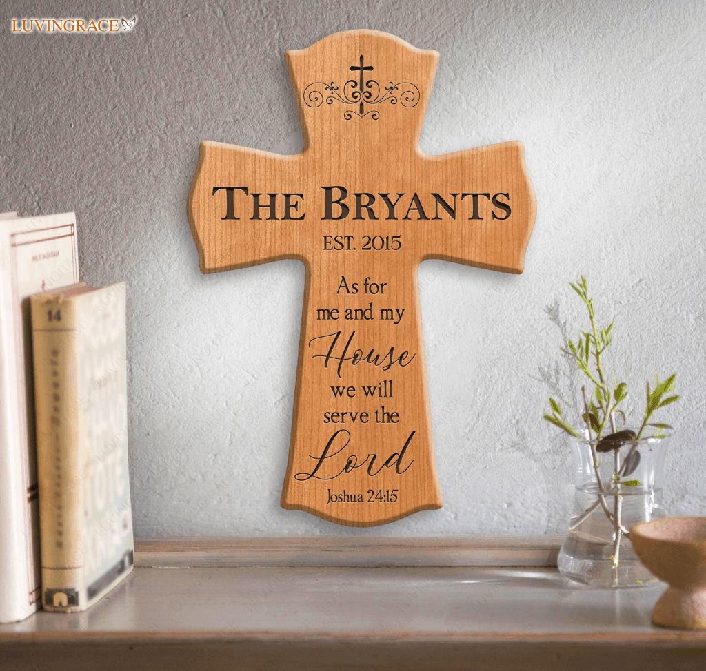 Personalized Hanging Cross As For Us Wood Sign