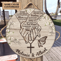 Personalized Holding Hands Blessed The Broken Road Circle Sign Wood