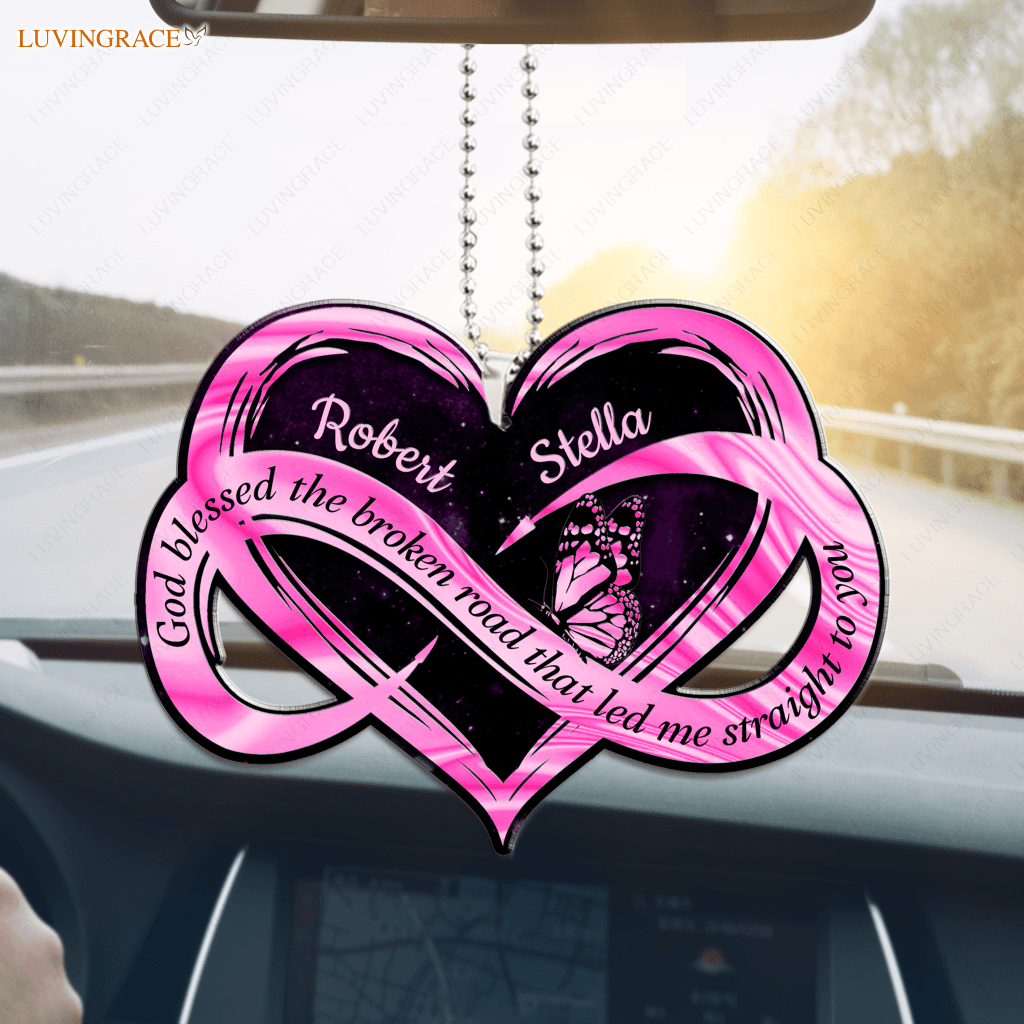 Personalized Hologram Infinity Pink Heart Ornament