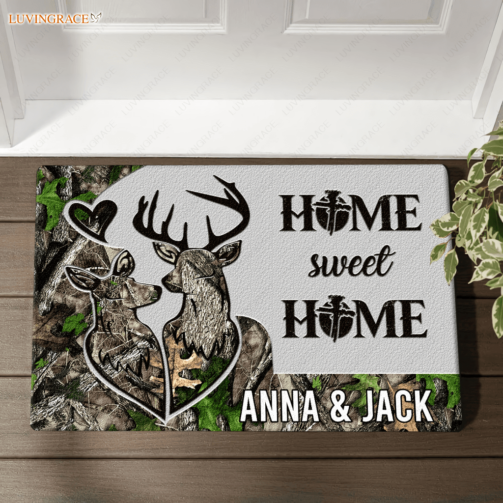 Personalized Home Sweet Buck And Doe Doormat