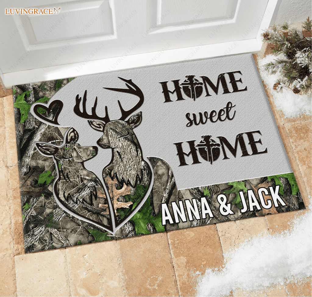 Personalized Home Sweet Buck And Doe Doormat