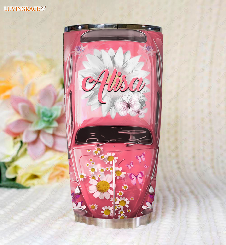 Personalized Huge Daisy Be Still Pink Tumbler