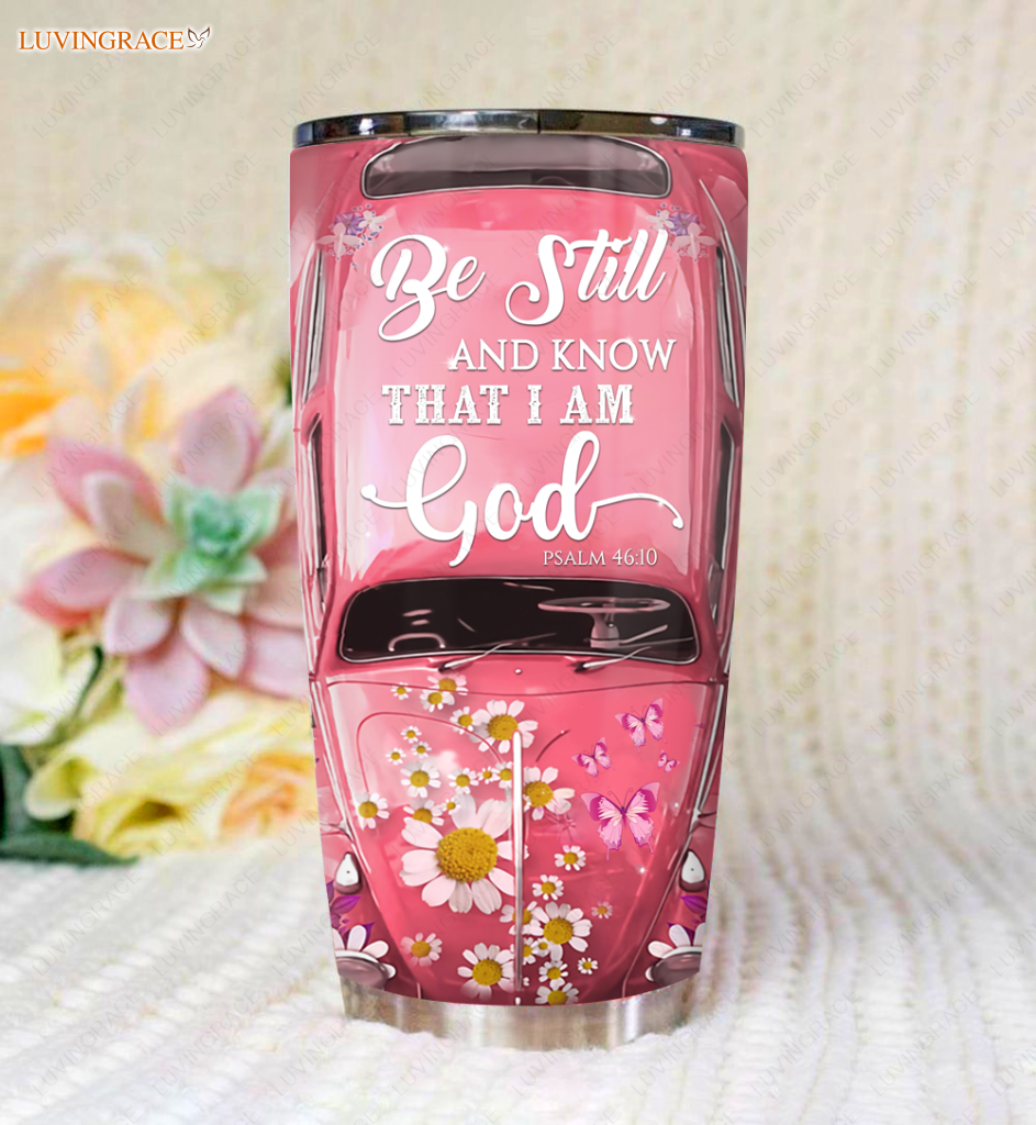Personalized Huge Daisy Be Still Pink Tumbler