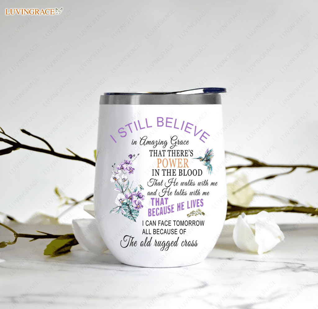 Personalized Hummingbird Amazing Grace Wine Tumbler