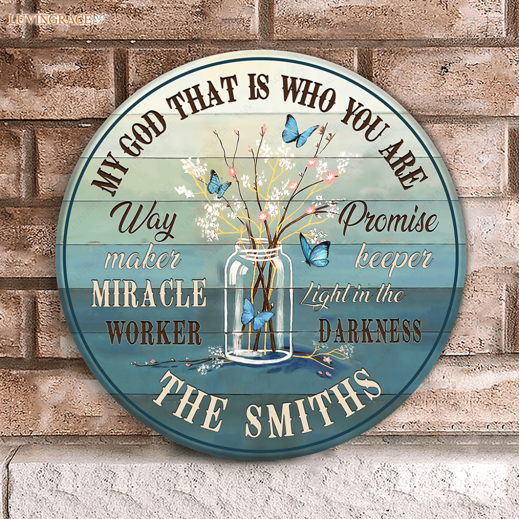 Personalized Jar Waymaker Blue Wood Circle Sign