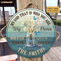 Personalized Jar Waymaker Blue Wood Circle Sign