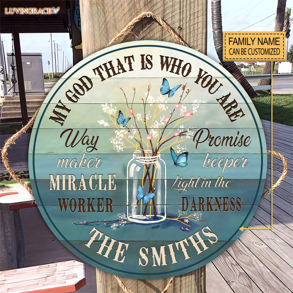Personalized Jar Waymaker Blue Wood Circle Sign
