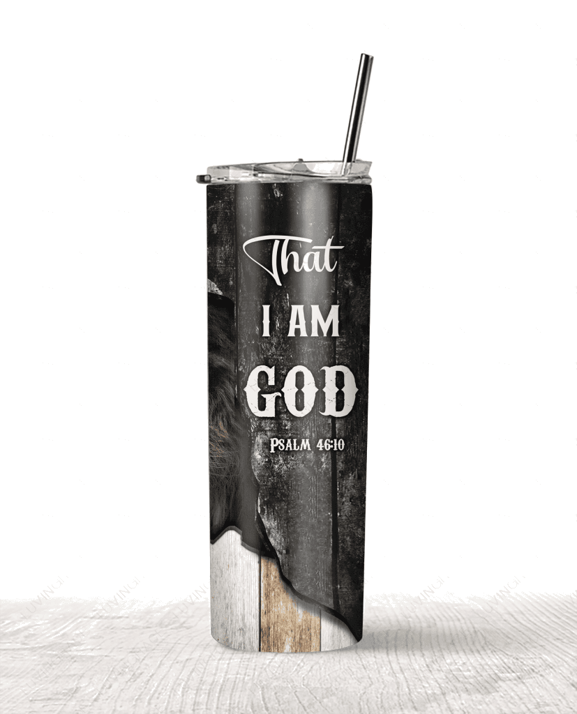 Personalized Jesus Lion Face Be Still Skinny Tumbler