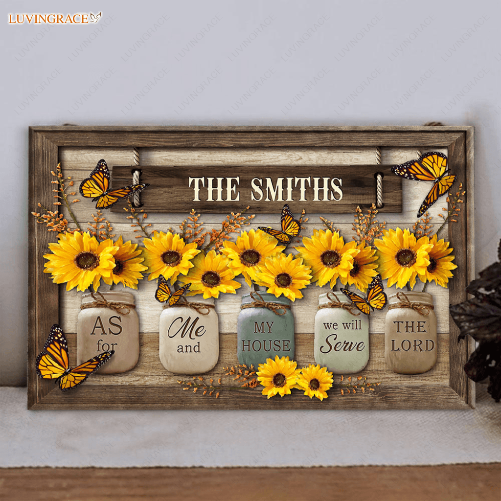 Personalized Lord Sunflower Jars Wood Rectangle Sign