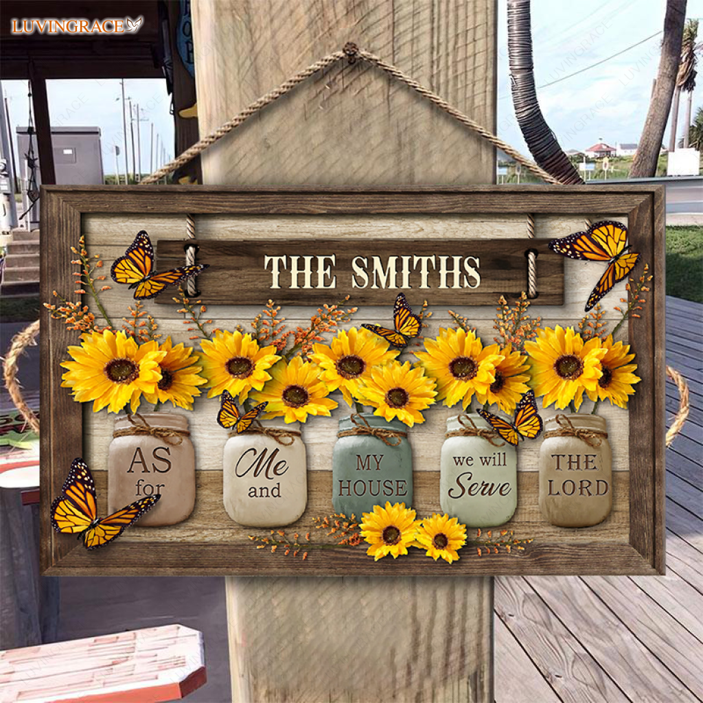 Personalized Lord Sunflower Jars Wood Rectangle Sign
