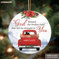 Personalized Love Couple Christmas God Blessed Ornament Ceramic