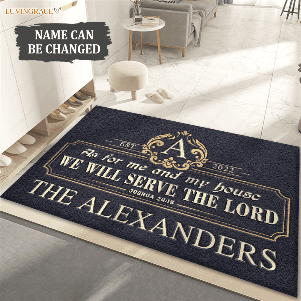 Personalized Luxury Monogram Template Design Serve The Lord Doormat