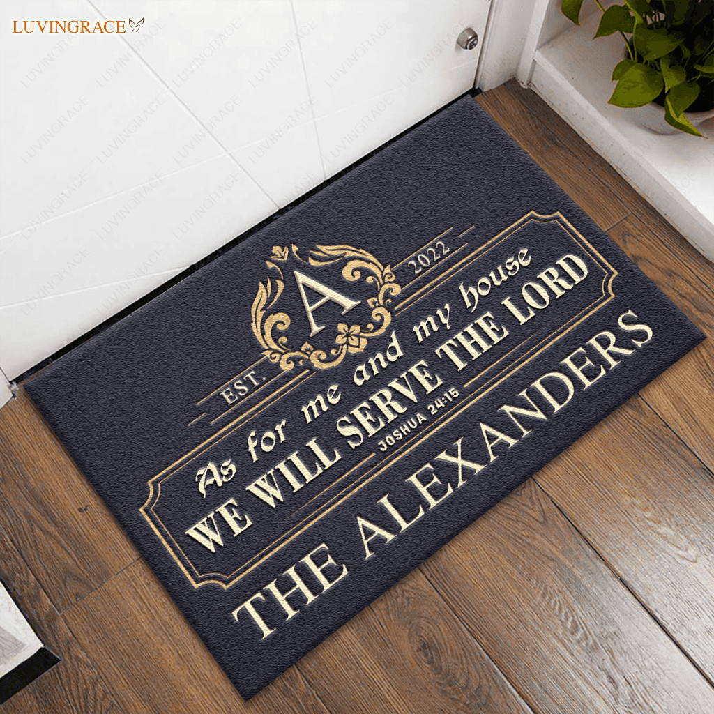 Personalized Luxury Monogram Template Design Serve The Lord Doormat