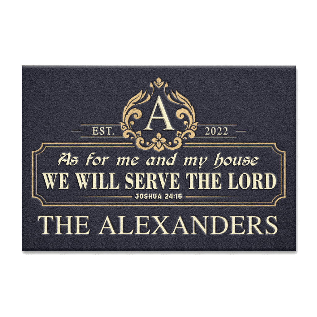 Personalized Luxury Monogram Template Design Serve The Lord Doormat
