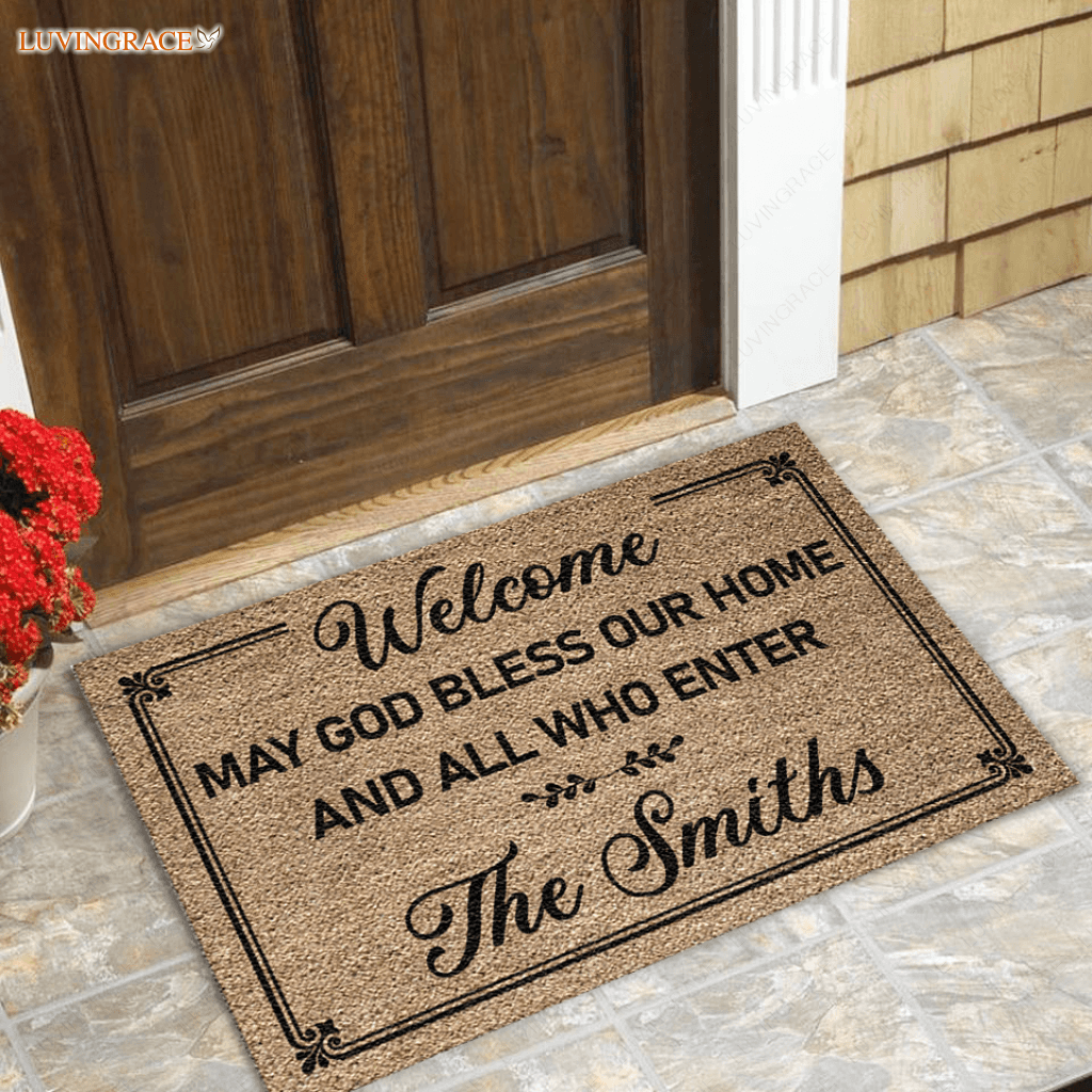 Personalized May God Bless Our Home Doormat