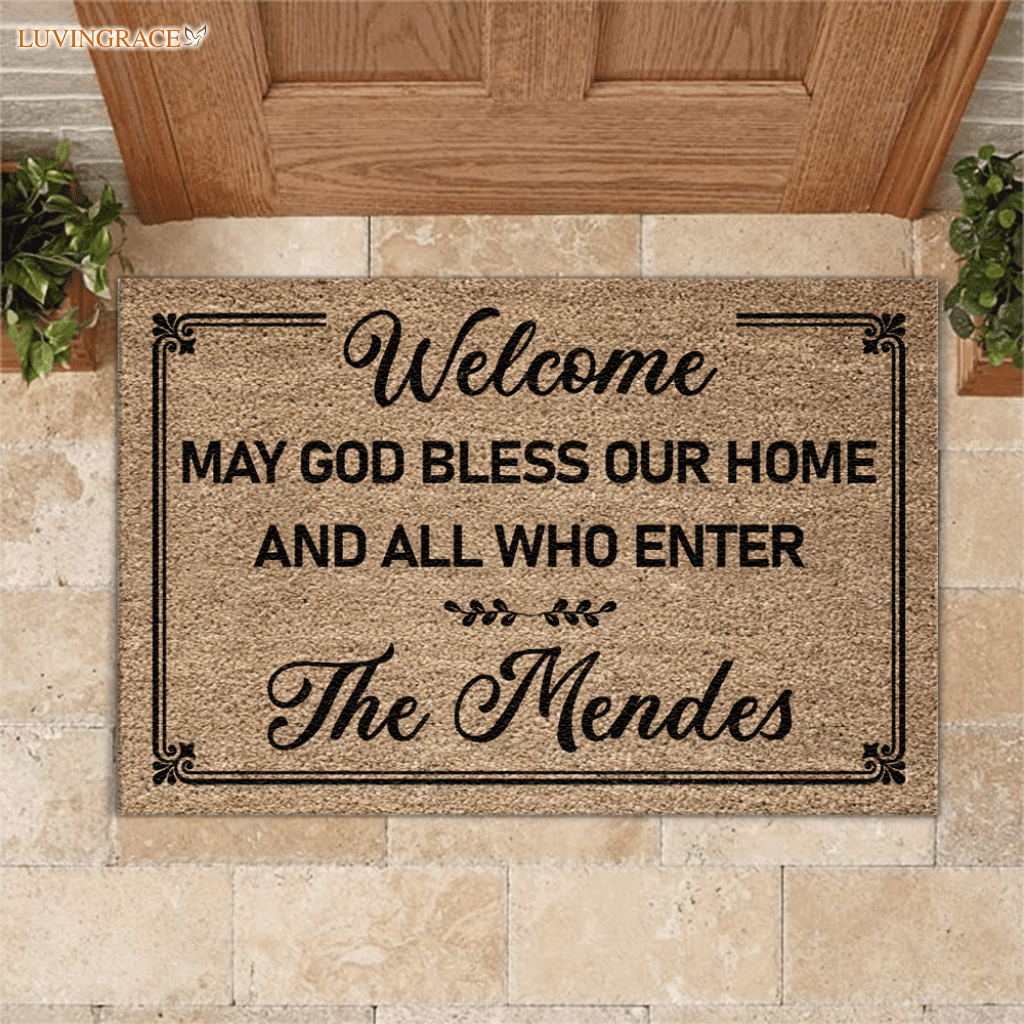 Personalized May God Bless Our Home Doormat