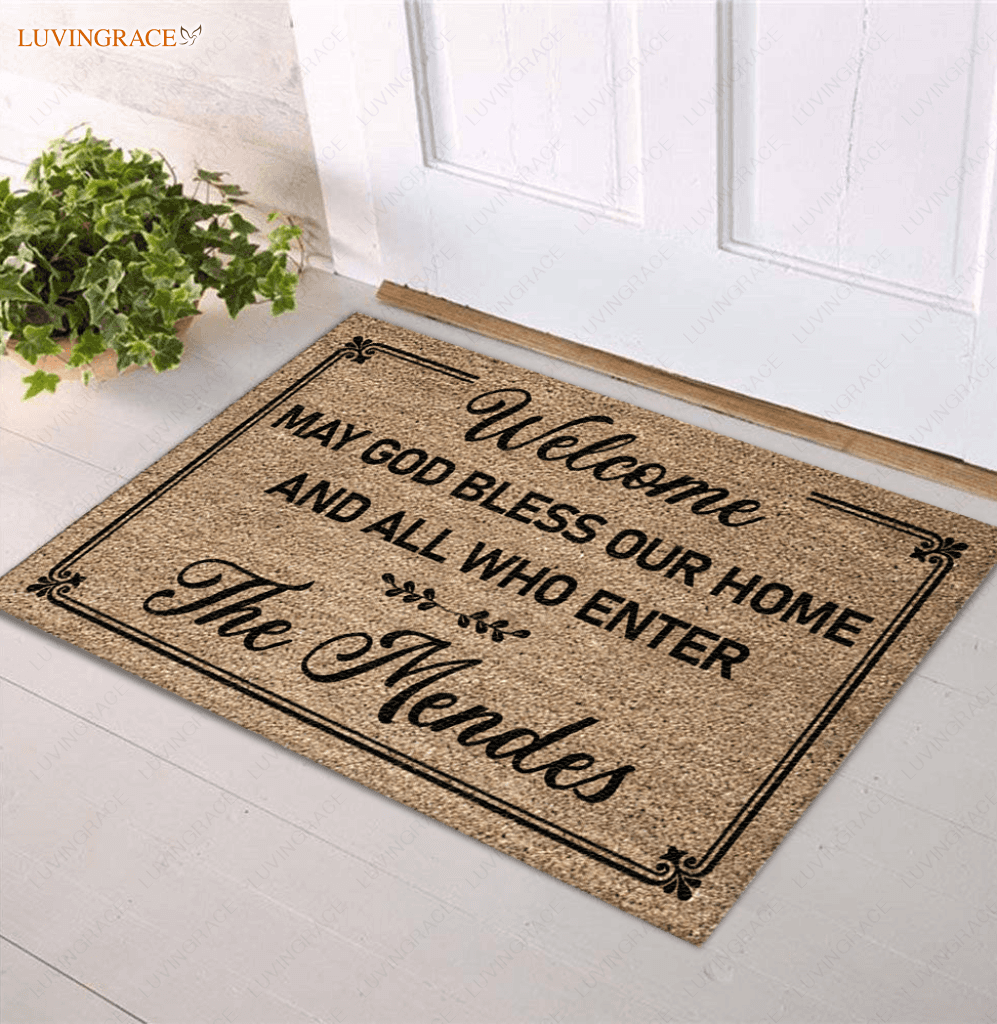 Personalized May God Bless Our Home Doormat