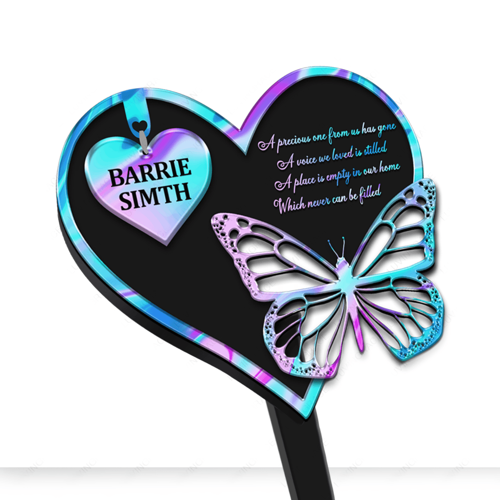 Personalized Memorial Butterfly Heart Plaque Stake