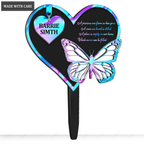 Personalized Memorial Butterfly Heart Plaque Stake