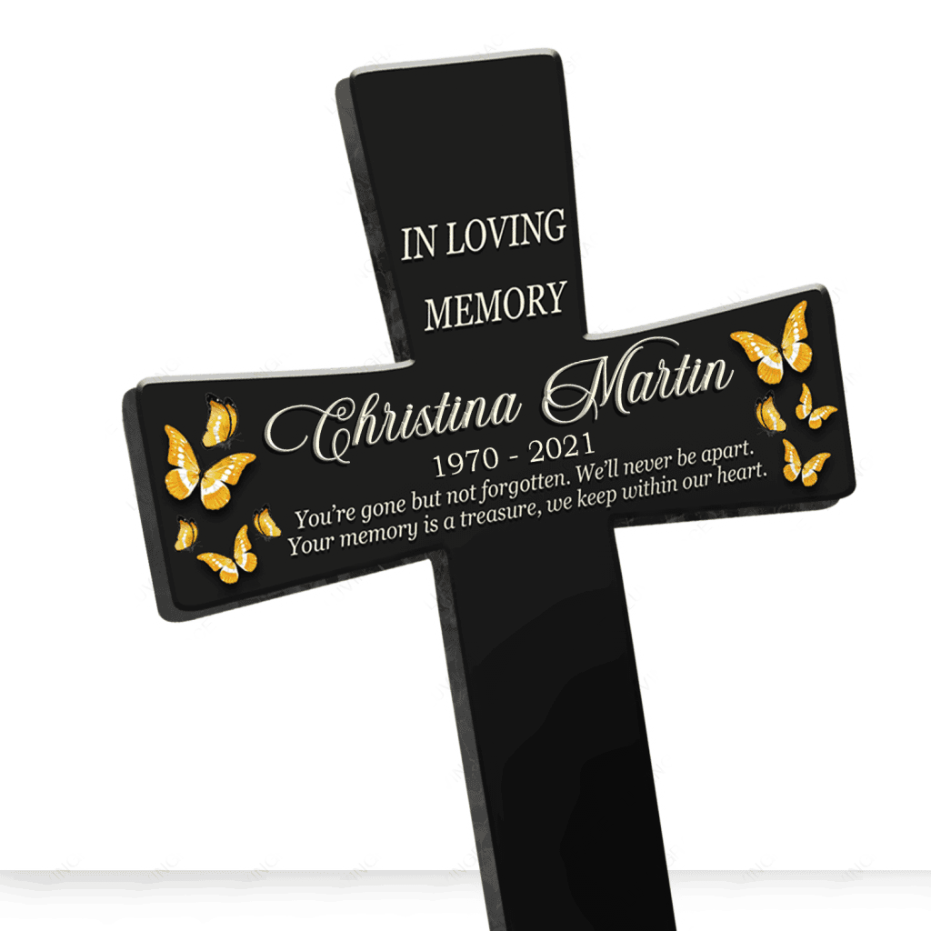 Personalized Memorial Cross Plaque Stake