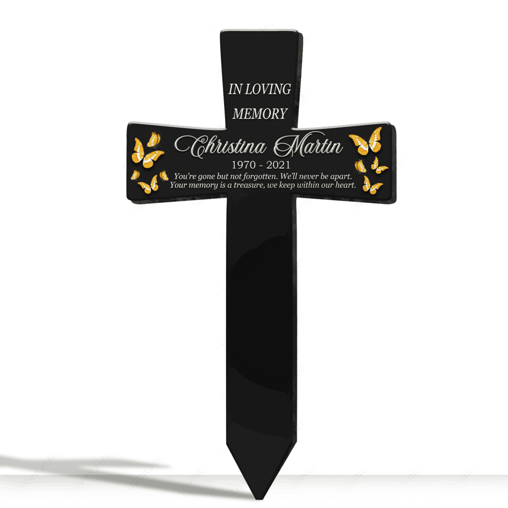 Personalized Memorial Cross Plaque Stake