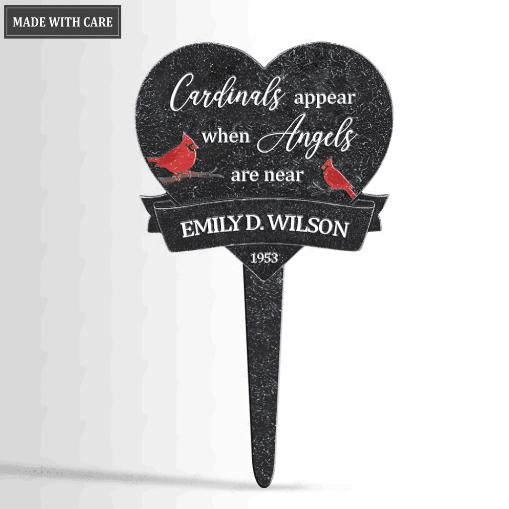 Personalized Memorial Heart With Ribbon Plaque Stake