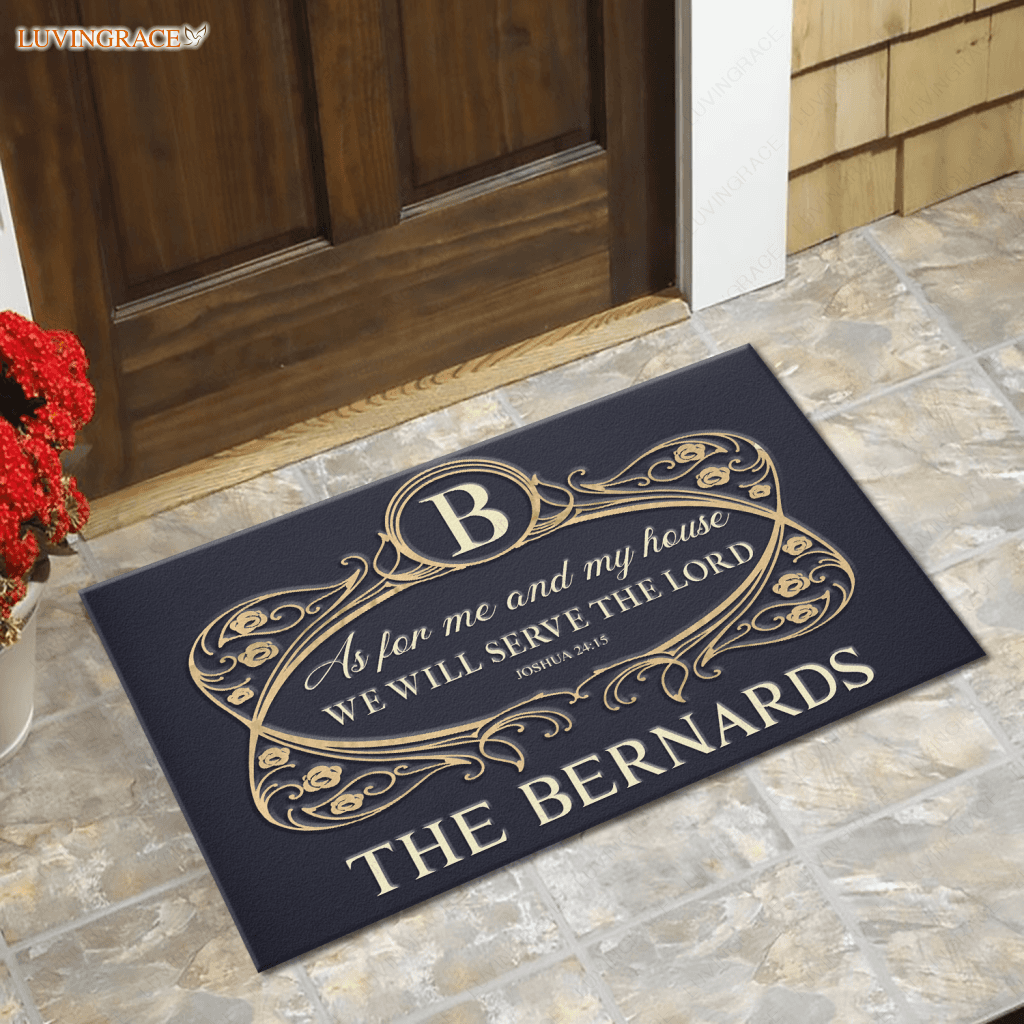 Personalized Monogram Border Serve The Lord Doormat