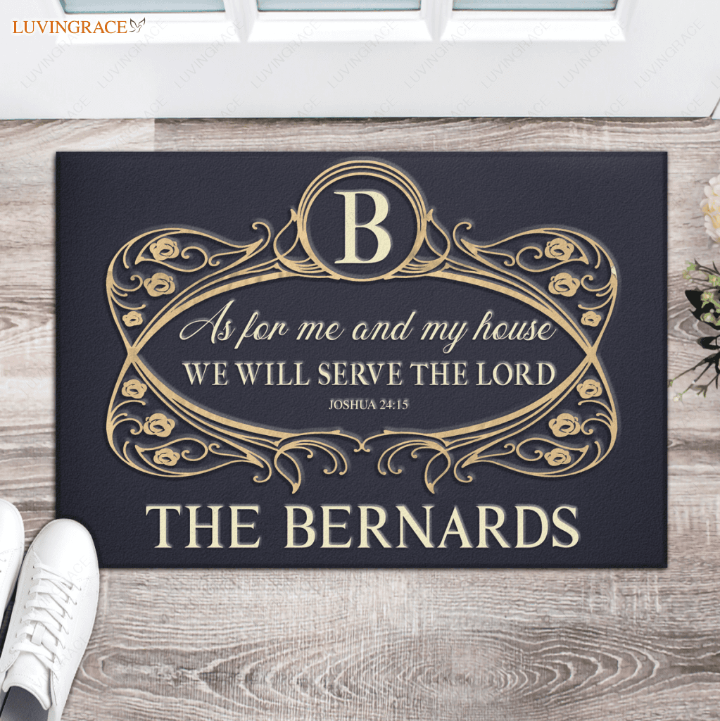 Personalized Monogram Border Serve The Lord Doormat