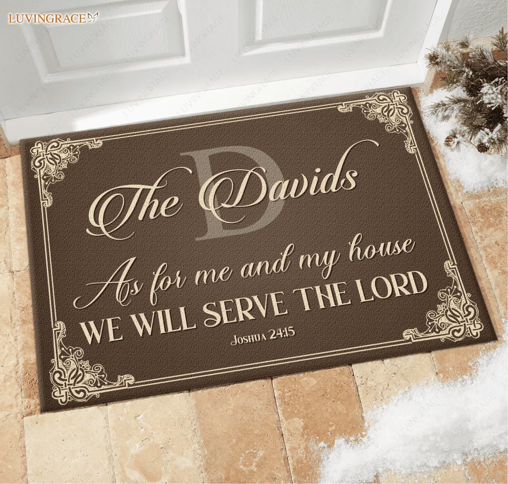 Personalized Monogram Brown Serve The Lord Doormat