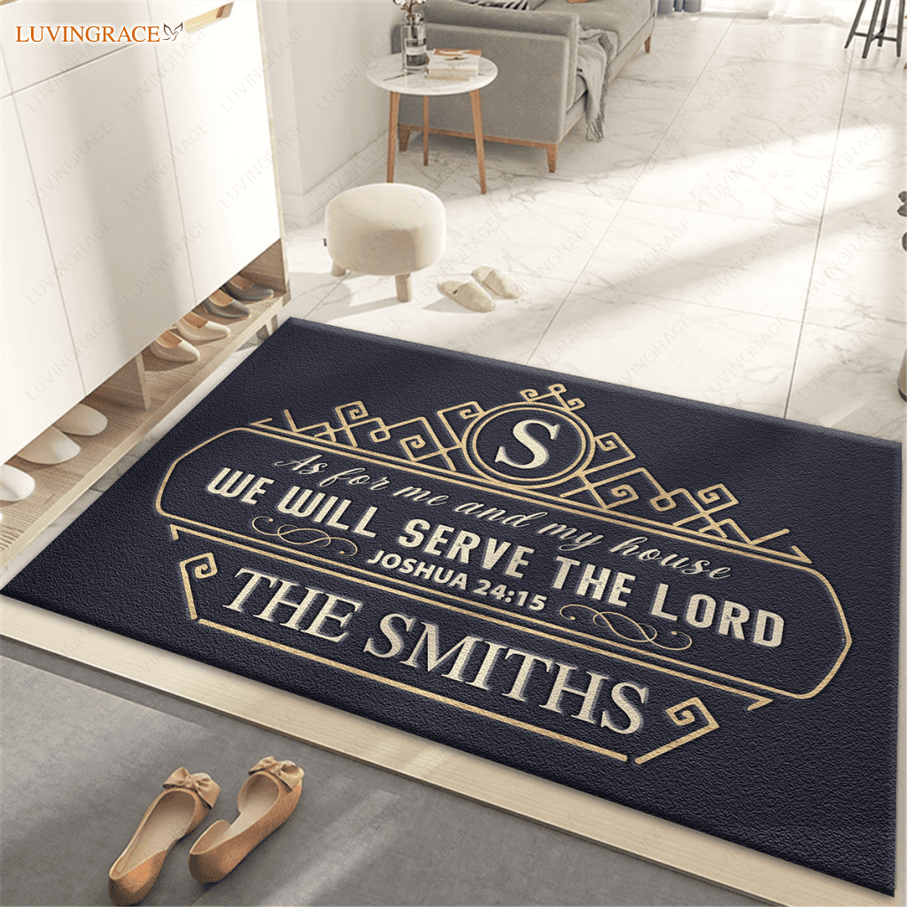 Personalized Monogram Design Elements Serve The Lord Doormat