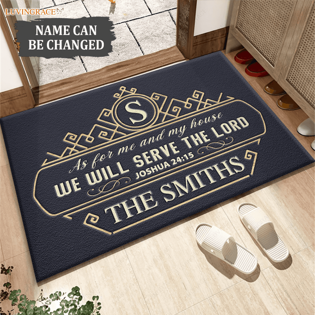 Personalized Monogram Design Elements Serve The Lord Doormat