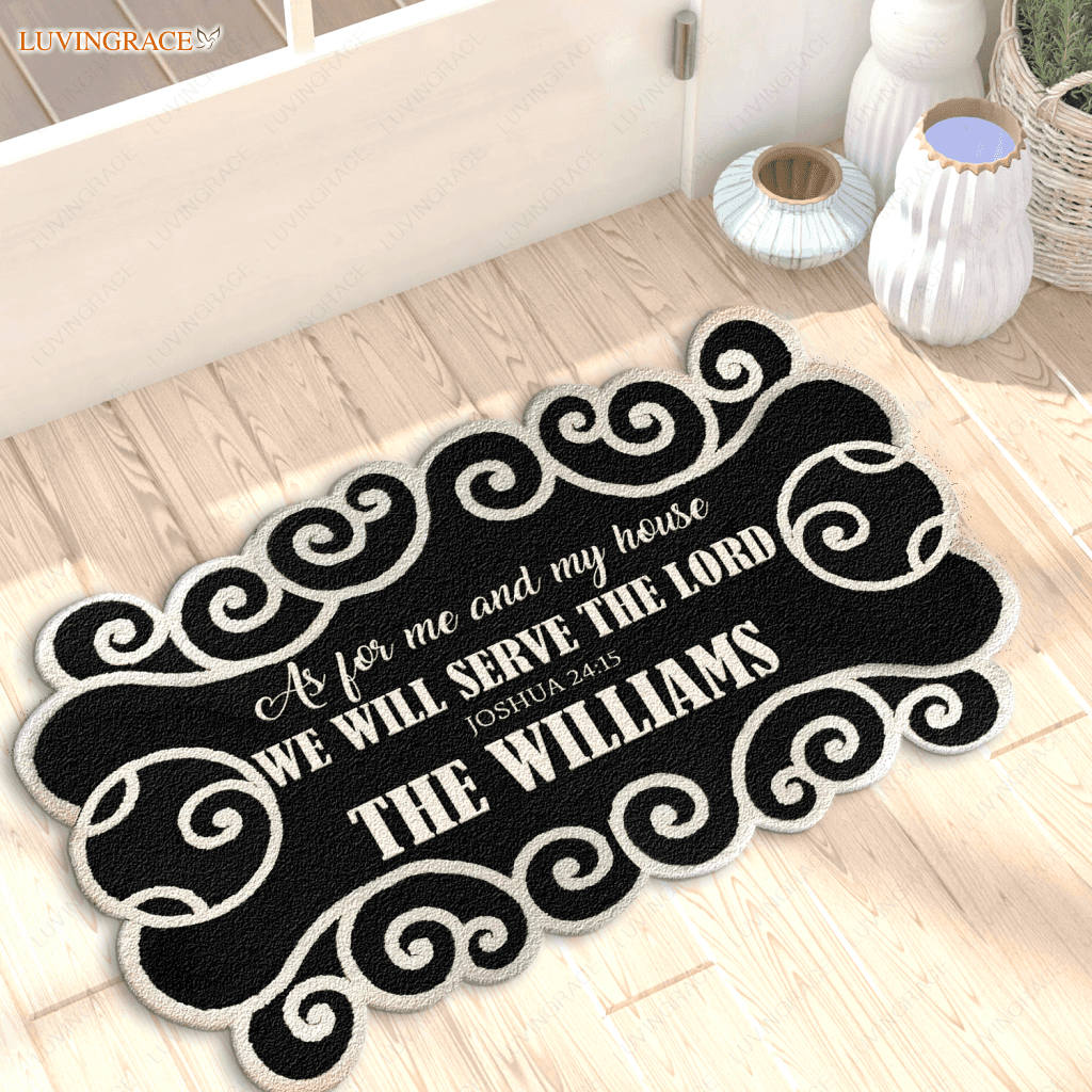 Personalized Monogram Serve The Lord Shaped Doormat