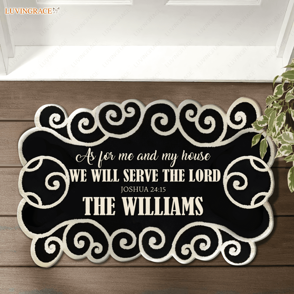 Personalized Monogram Serve The Lord Shaped Doormat