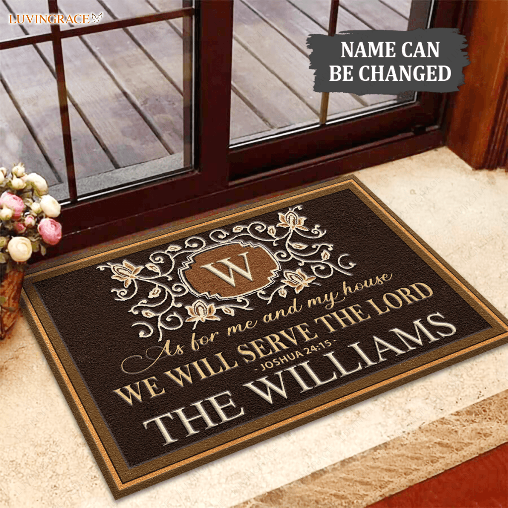 Personalized Monogrammed Doormat As For Me And My House We Will Serve The Lord