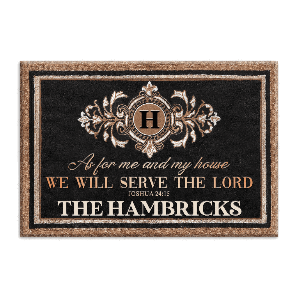 Personalized Monogrammed Family Serve The Lord Doormat