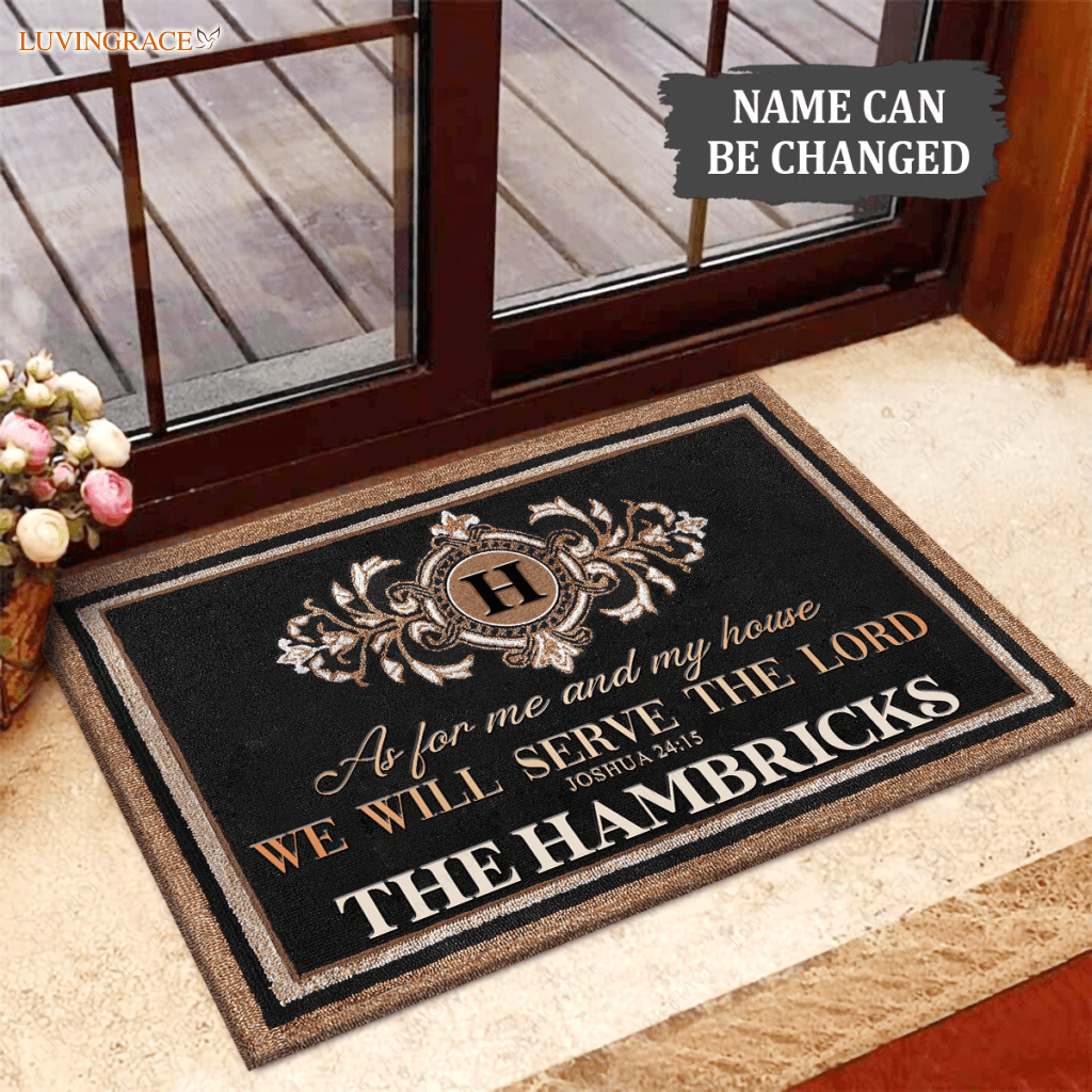 Personalized Monogrammed Family Serve The Lord Doormat