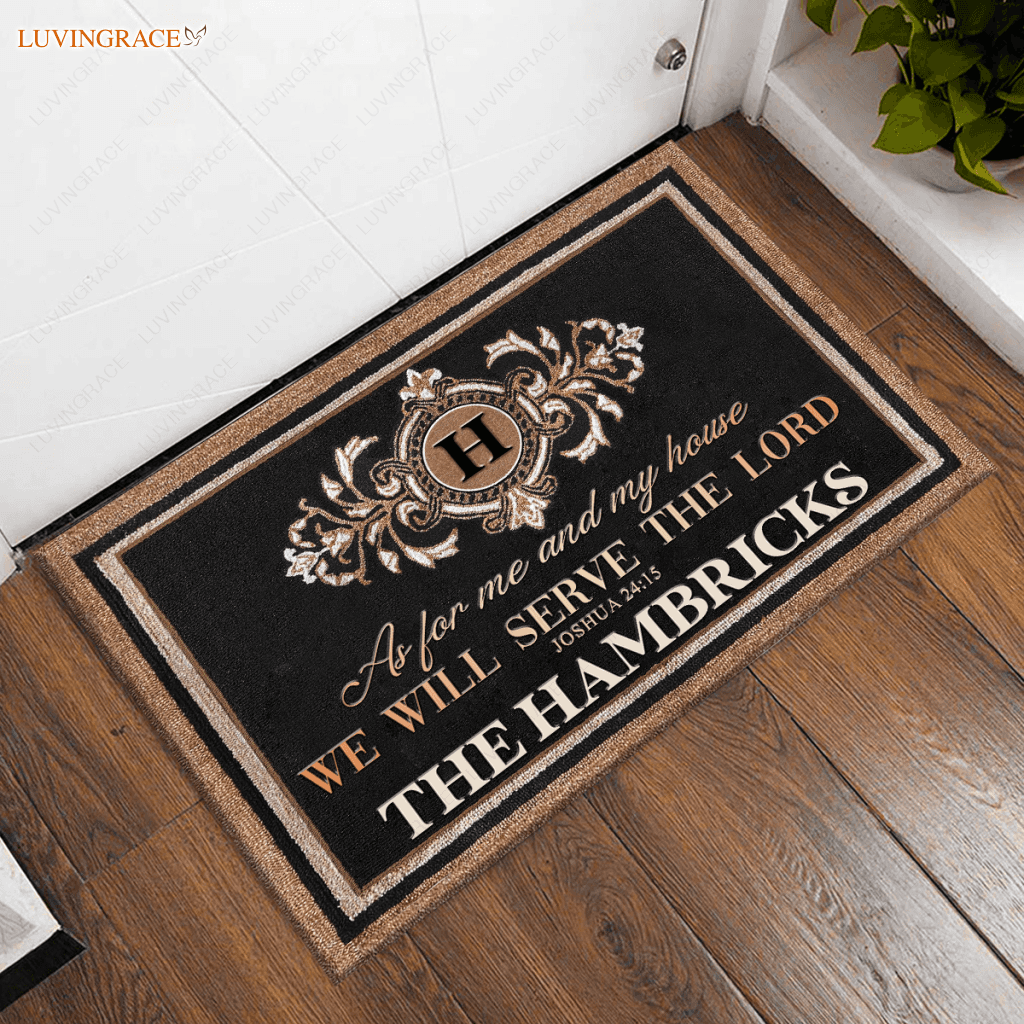 Personalized Monogrammed Family Serve The Lord Doormat