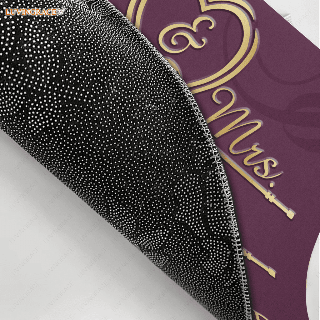 Personalized Mr And Mrs Serve The Lord Faux Gold Ornate Doormat