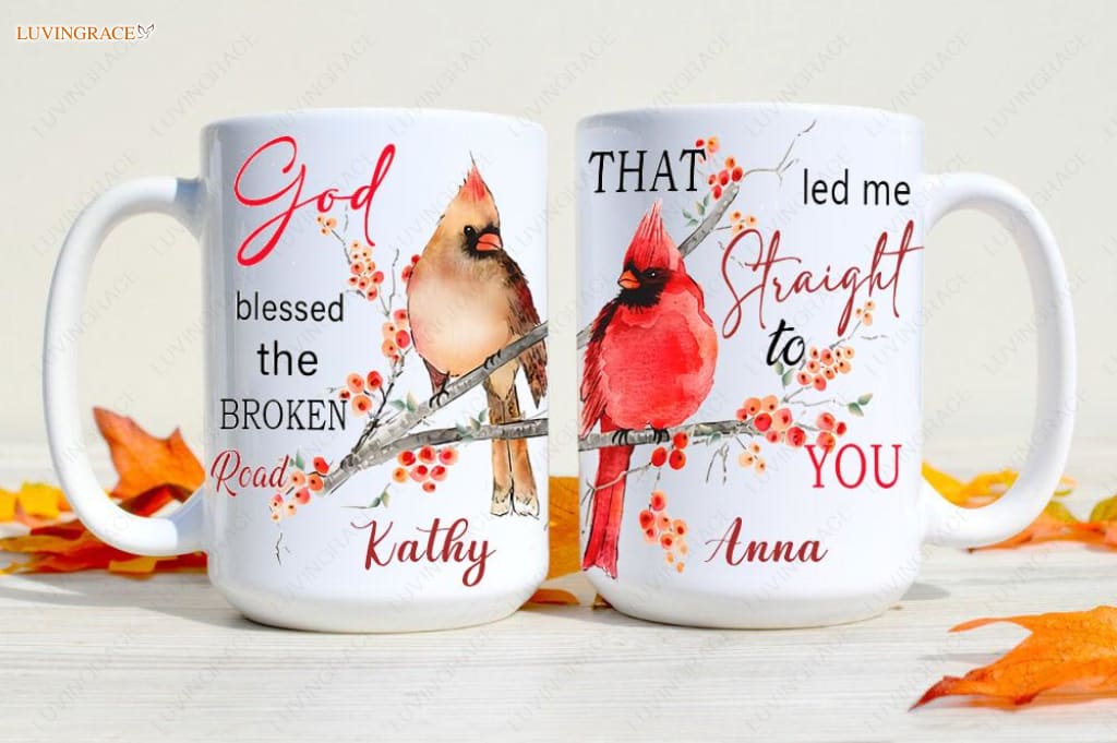Personalized Mug Two Cardinals God Blessed