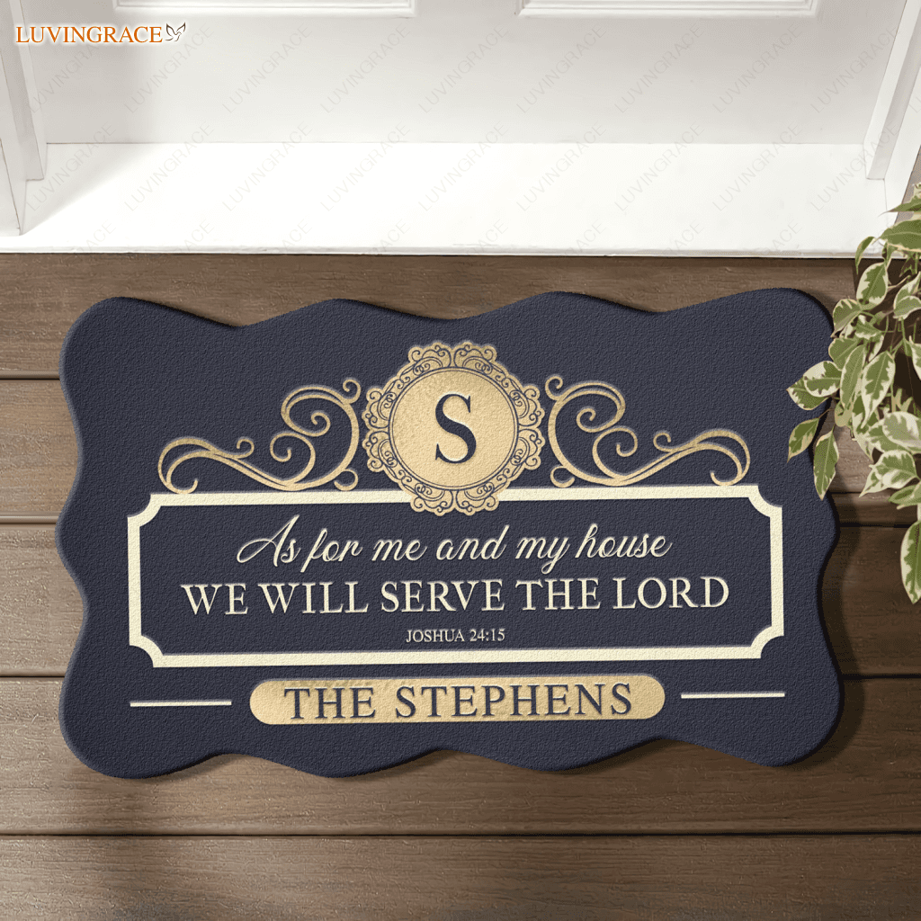 Personalized New Elegant Serve The Lord Shaped Doormat