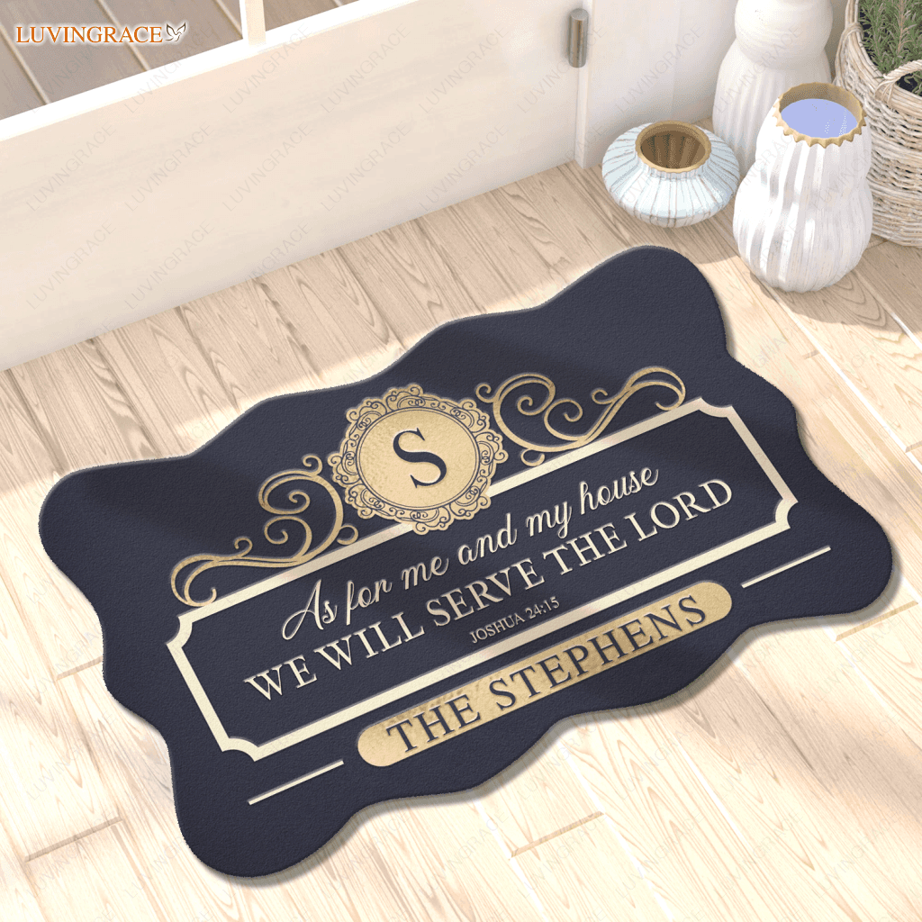 Personalized New Elegant Serve The Lord Shaped Doormat