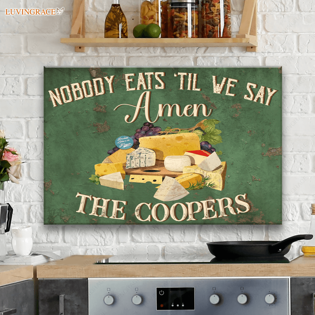 Personalized Nobody Eats Till We Say Amen Metal Sign