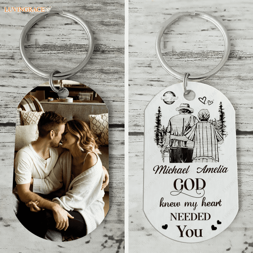Personalized Old Couple Stainless Steel Keychain