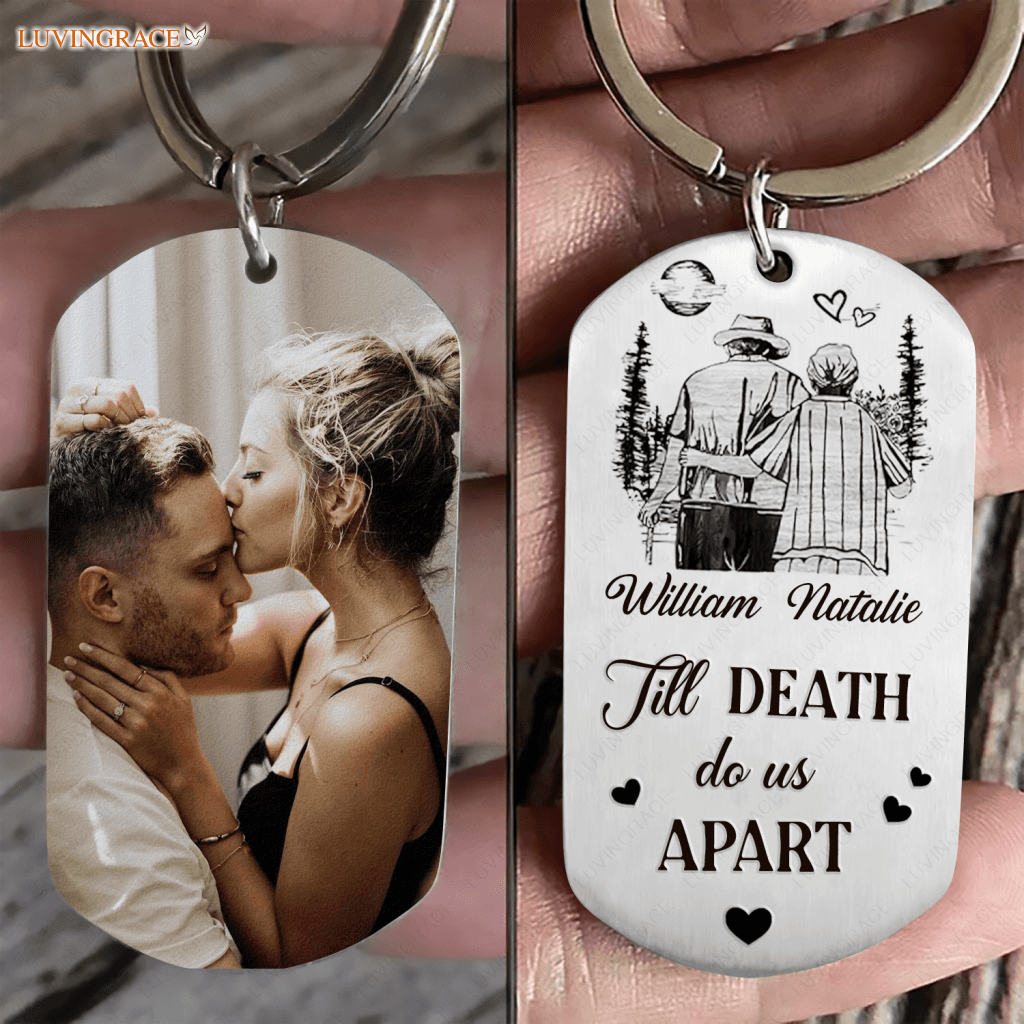 Personalized Old Couple Stainless Steel Keychain