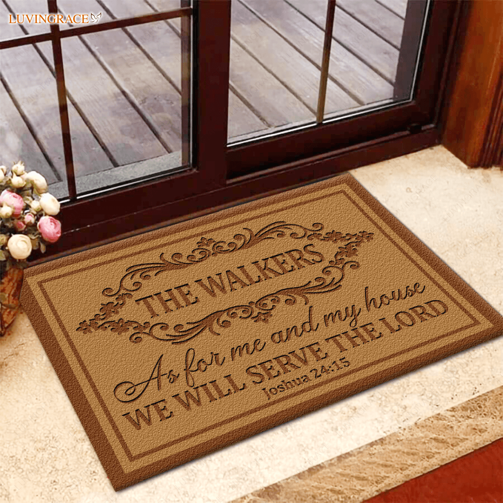 Personalized Our Family Serve Lord Doormat