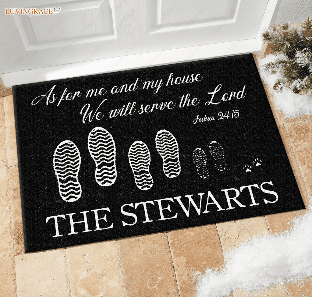Personalized Our Family Serve The Lord Elegant Doormat