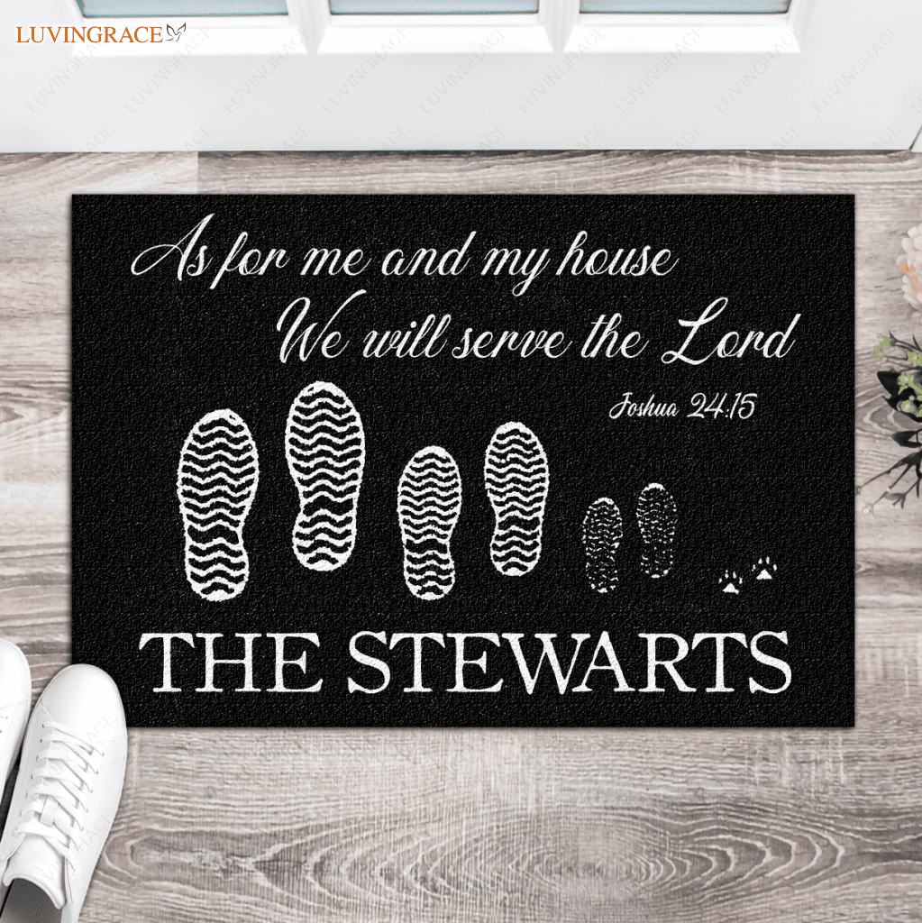 Personalized Our Family Serve The Lord Elegant Doormat