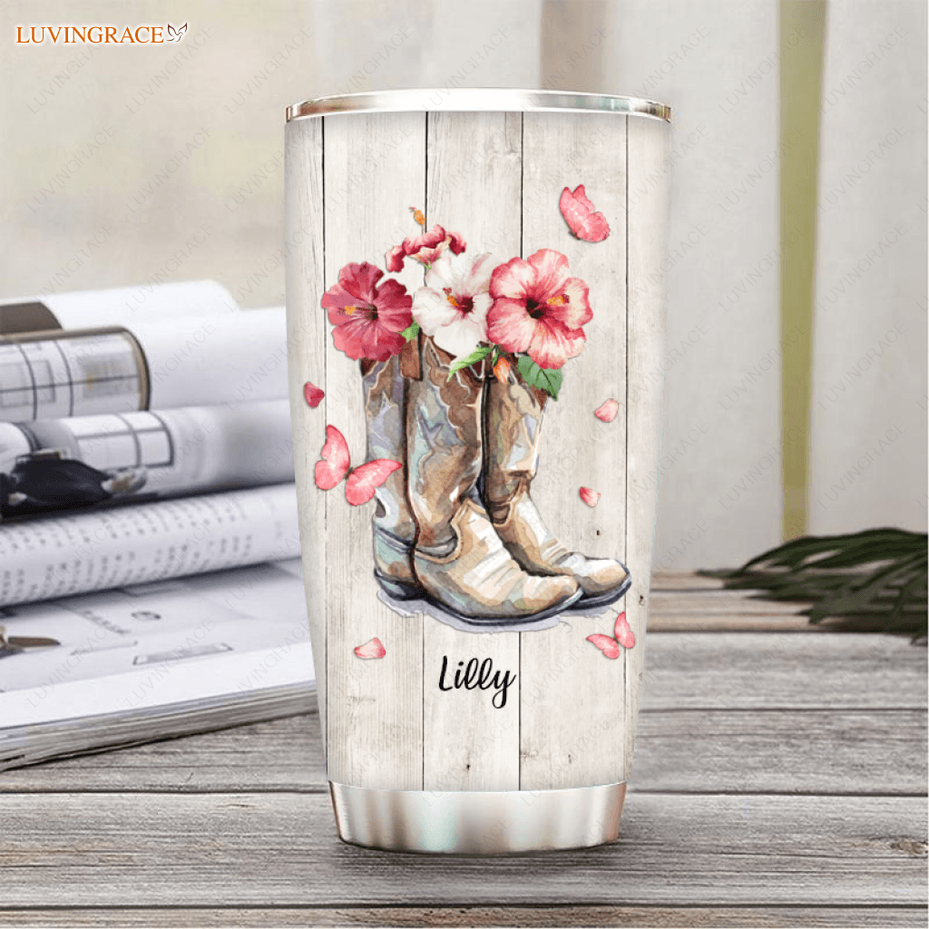 Personalized Pink Boots Glory In The Air Customized Tumbler Tumbler