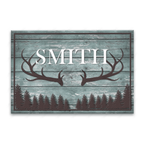 Personalized Rustic Country Family Name Deer Antlers Doormat